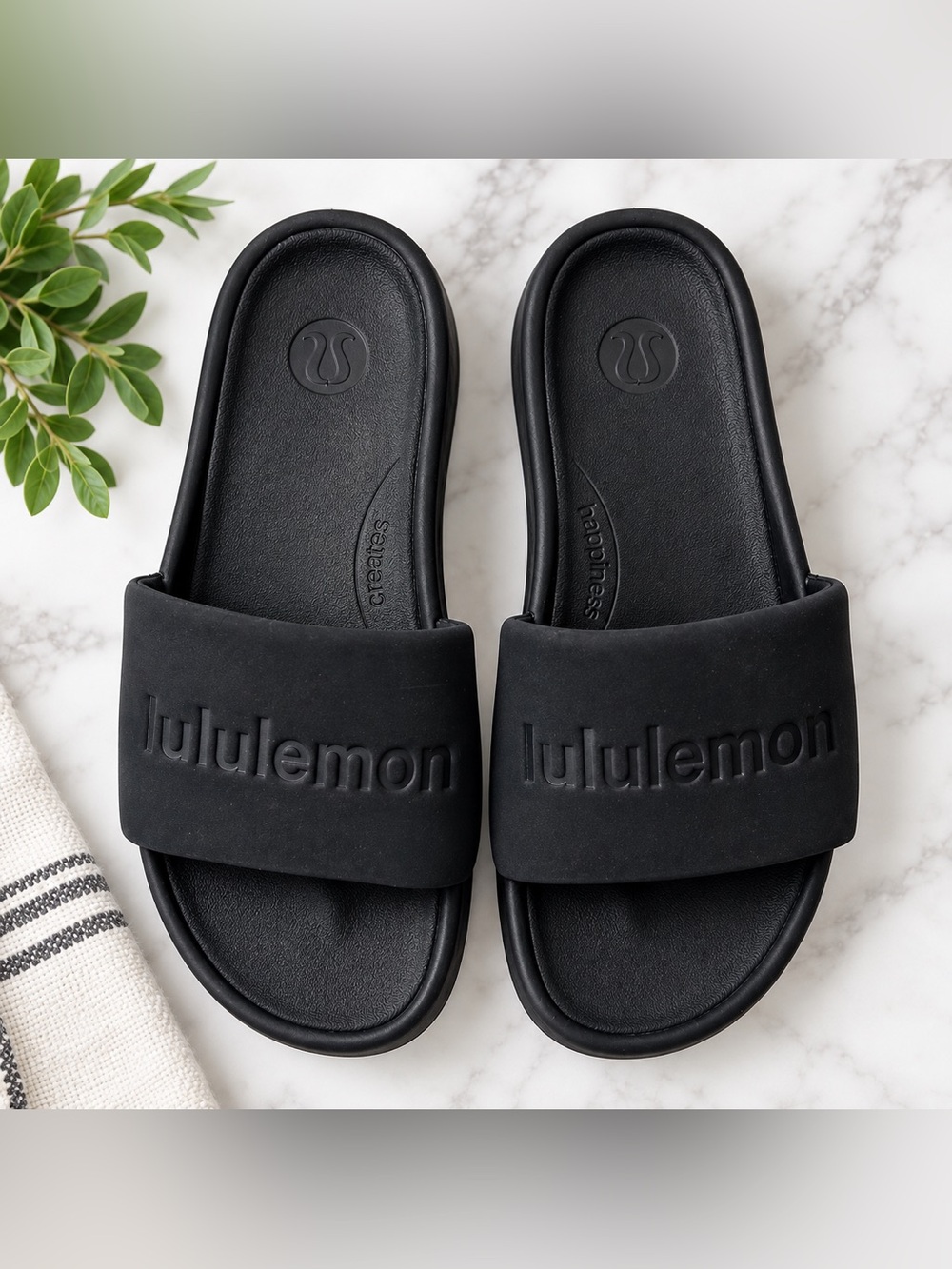 Lululemon Restfeel Slide Graphic Black Sandals Women’s 8